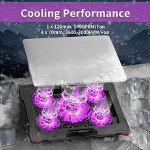 Load image into Gallery viewer, AICHESON Laptop Cooling Pad for 15.6 to 17.3 Inches PC Notebooks, 5 Fans Computer Cooler Stands with Purple Lights Desk Chiller Mat, S035