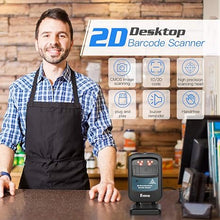 Load image into Gallery viewer, Eyoyo 2D Hands-Free Barcode Scanner, Omnidirectional USB Wired Desktop Barcode Reader 1D 2D PDF417 Data Matrix Bar Code Reader with Automatically Scanning for Retail Store Supermarket Mall Business
