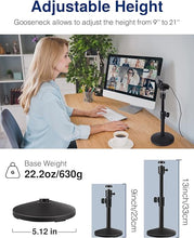 Load image into Gallery viewer, Puroma Webcam Stand Goose-Neck Mount Stand Upgraded Desktop Stand for Logitech Webcam C922 C930e C920S C920 C615 and Other Webcam with 1/4" Thread