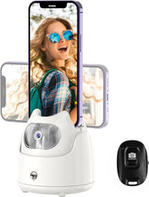 Load image into Gallery viewer, Auto Face Tracking Tripod - 360° Rotation Auto Tracking Phone Holder, No App, Phone Camera Mount with Remote and Gesture Control, Battery Operated Smart Shooting Holder for Live Vlog Tiktok(White)