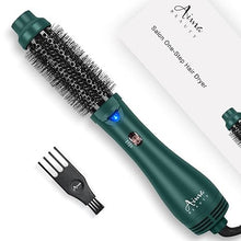 Load image into Gallery viewer, Aima Beauty Hair Dryer Brush, One Step Hair Dryer & Volumizing Hot Air Brush, 3 Heat/Speed Settings, Advanced Ionic Technology, Ceramic Coating, Nylon Pins & Tufted Bristles, Dark Green, 1000W, 125V
