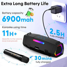 Load image into Gallery viewer, Portable Bluetooth Karaoke Machine - 60W Powerful Speaker with 2 Wireless Microphones, RGB Lights, Lightweight with Shoulder Strap, Perfect for Adults & Kids, Home & Outdoor Party