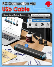 Load image into Gallery viewer, Phomemo M08F Upgraded Tattoo Stencil Printer, Thermal Tattoo Printer with 10pcs Tattoo Transfer Paper, Tattoo Supplies for Tattoo Artists & Beginners, Compatible with Phone, Tablet & PC, Black & Blue