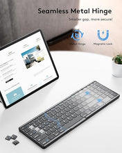 Load image into Gallery viewer, Foldable Bluetooth Keyboard with Numeric Keypad, Samsers Full-Size Wireless Folding Keyboard with PU Leather, Portable Travel Keyboard for iOS Android Windows Mac OS, Support 3 Device(BT5.1 x 3)-Black