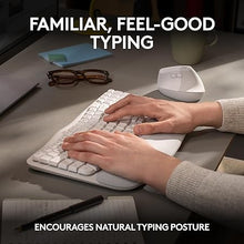Load image into Gallery viewer, Logitech Wave Keys Wireless Ergonomic Keyboard with Cushioned Palm Rest, Comfortable Natural Typing, Easy-Switch, Bluetooth, Logi Bolt Receiver, for Multi-OS, Windows/Mac - Off White