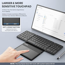 Load image into Gallery viewer, Foldable Bluetooth Keyboard, Portable Full Size Folding Keyboard with Touchpad, PU Leather, Wireless Travel Keyboard for Windows, iOS, Android, Mac