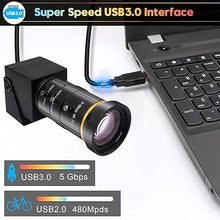 Load image into Gallery viewer, SVPRO HDMI USB Camera 4K 60fps USB3.0 Streaming Webcam with Zoom 5-50mm Telephoto Lens,10X Optical Zoom Industrial Microscope Camera H.264 Video Camera for Computer,Raspberry Pi,Monitor