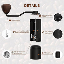 Load image into Gallery viewer, MAVO Manual Coffee Grinder, Wizard Hand Coffee Grinder, Capacity 25g with CNC Stainless Steel Hexagonal Conical Burr, Adjustable Setting, Burr Coffee Bean Grinder for French Press, Pour Over, Silver