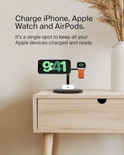 Load image into Gallery viewer, Belkin MagSafe-Compatible Charger, 3-in-1 Wireless Charging Station, Qi2-Certified 15W Wireless Charger for Apple iPhone 16 Series, Apple Watch, AirPods w/Non-Slip Base, 40W Charger Included - Black
