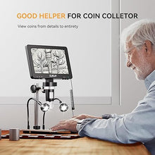 Load image into Gallery viewer, Elikliv EDM9 7'' LCD Digital Microscope 1200X, 1080P Coin Microscope with 12MP Camera Sensor, 10 LED Lights - Microscope for Adults, Windows/Mac OS Compatible