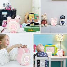 Load image into Gallery viewer, QANYI Bunny Plush Alarm Clock Night Light, Cute Stuffed Animals with LED Display Clock Adjustable Light, Toys for 5-12 Year Old Girls, Kawaii Birthday Gifts for Kids Teens Girls Women