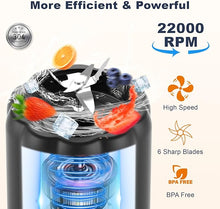 Load image into Gallery viewer, COKUNST Portable Blender, Small Blender for Smoothies & Shakes, 17 OZ Personal Blender with 6 Blades & Power Display, USB-C Rechargeable Mini Mixer Travel Blender with Extra Lid for Kitchen Office Gym