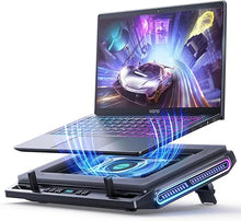 Load image into Gallery viewer, llano V10 Gaming Laptop Cooling Pad, RGB Laptop Cooler Stand with Powerful 4.72 Inch External Turbo Cooling Fan, Fast Cooling Computer 13-17.3in, Button Control, 3 Adjustable Stand, 4-Port USB C&A