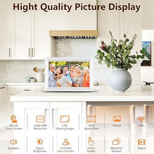 Load image into Gallery viewer, Smart White Digital Picture Frame WiFi Send Photos from Your Phone 16GB Storage 10.1inch 1280x800 IPS Touch Screen Digital Photo Frame Auto-Rotate Wall Mountable Photo Picture Frame Digital