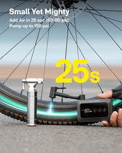 Load image into Gallery viewer, HOTO Mini Bike Tire Pump, 25s Fast Inflate Bicycle Pump with Guage, 150PSI Portable Electric Bike Air Pump with Presta and Schrader Valve for Road Bike, Motorcycle, Mountain Bike, E-Bike, City Bike