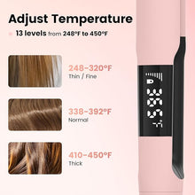 Load image into Gallery viewer, PRITECH Flat Iron Hair Straightener and Curler 2 in 1, Titanium Flat Iron with Negative Ions, Adjustable Temp(248?-450?) and Automatic Shut Off (Pink)