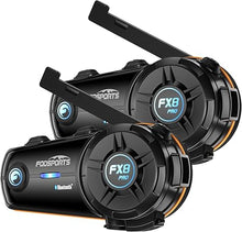 Load image into Gallery viewer, FODSPORTS FX8 Pro Motorcycle Communication Systems with Customized HRSQS Speakers, Dual-Chip Audio Multitasking, One-Click Fast Pairing, Music Sharing, FM 8 Riders Group Intercom, 2 Pack