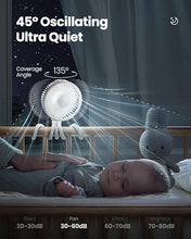Load image into Gallery viewer, Gaiatop Baby Stroller Fan, 4000mAh Oscillating Mini Portable Fan with Light, 4 Speeds Battery Operated Small Handheld Desk Fan, 360° Rotate Flexible Tripod Clip On Fan for Car Seat Crib Travel White