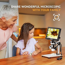 Load image into Gallery viewer, Elikliv EDM9 7'' LCD Digital Microscope 1200X, 1080P Coin Microscope with 12MP Camera Sensor, 10 LED Lights - Microscope for Adults, Windows/Mac OS Compatible
