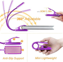 Load image into Gallery viewer, Gritin 9 LED Rechargeable Book Light for Reading in Bed - Eye Caring 3 Color Temperatures,Stepless Dimming Brightness,80 Hrs Runtime Small Lightweight Clip On Book Reading Light-Dark Purple