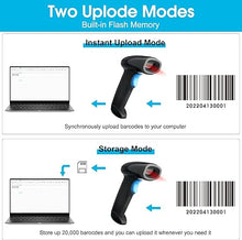 Load image into Gallery viewer, Sumicor Bluetooth Wireless Barcode Scanner with Stand, Handfrees Automatic Scanning & Manual Trigger Hand Barcode Scanner Gun, 1D 2D QR Code DM Scanner Work with Smart Phone, Tablet, PC