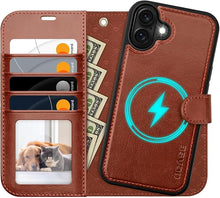 Load image into Gallery viewer, OCASE for iPhone 16 Plus Case Detachable Wallet Case with Card Holder, 2 in 1 Pu Leather Flip Folio with RFID Blocking Stand Wrist Strap Shockproof Phone Cover 6.7 Inch 2024, Dark Brown