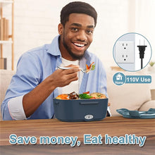 Load image into Gallery viewer, Electric Lunch Box Food Heater, 60-80W Heated Lunch Box for Adults, 12V 24V 110V Portable Food Warmer LunchBox for Car Truck Work with 304 Stainless Steel Container, Driver Trucker White Elephant Gift