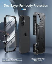 Load image into Gallery viewer, FNTCASE for iPhone 16 Phone Case: for iPhone 16 case with Kickstand Shockproof Military Grade Protective Cover - Dual Layer Full Protection Sturdy Matte Textured Drop Proof - 6.1 Inch Black