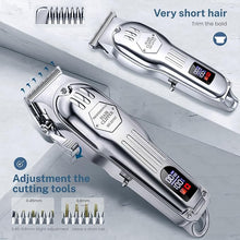 Load image into Gallery viewer, KIKIDO Hair Clippers Professional Cordless for Men, Barber Clippers for Hair Cutting Kit, Wireless LCD Display Hair Trimmers Set, Rechargeable Haircut Machine for Family (Sliver)