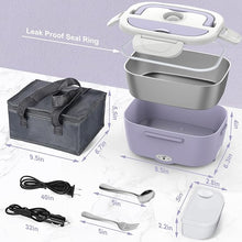 Load image into Gallery viewer, Purple Electric Lunch Box Food Heater, 60W-80W Heated Lunch Box for Woman, 12V 24V 110V Portable Food Warmer Lunchbox for Car Truck Work with Removable 304 SS Container, Christmas Gift