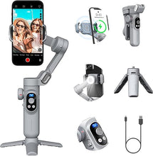 Load image into Gallery viewer, Professional Gimbal Stabilizer for Smartphone w/Wireless Charging OLED Display LED Light Focus Wheel, 3-Axis Phone Gimbal Stabilizer for iPhone 15 14 13 12 Pro/Max/Xs Galaxy S23-AOCHUAN Smart X Pro