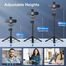 Load image into Gallery viewer, EMEET NOVA 4K Webcam with Tripod - 4K UHD, PDAF Autofocus, Adjustable Heights with 360° Swivel Head, 2 Noise-Cancelling Mics, USB Plug&Play, Privacy Cover, Ideal for Online Meetings&Live Streaming
