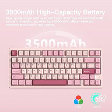 Load image into Gallery viewer, WOBKEY Rainy 75 CNC Aluminum HMX/JWK/Cocoa Switches Triple-Mode Connectivity Mechanical Keyboard with Superior Acoustics, RGB/PP/Mirrored Glass/3500mAh/Violet Switch (Standard - Pink)