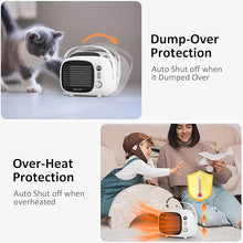 Load image into Gallery viewer, Space Heater, Small Desk Heater with Temperature Control, 800W/500W Safe and Quiet Ceramic Heating Fan for Home Bedroom Office Desk Indoor Use(White)