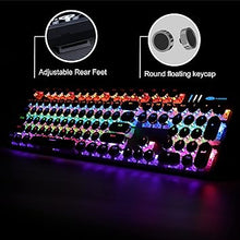 Load image into Gallery viewer, Camiysn Typewriter Style Mechanical Gaming Keyboard, Black Retro Punk Gaming Keyboard with RGB Backlit, 104 Keys Blue Switch Wired Cute Keyboard, Round Keycaps for Windows/Mac/PC
