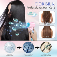 Load image into Gallery viewer, DORISILK Ionic Hair Dryer 110,000 RPM High Speed, Professional Blow Dryers for Salon Home Use, Portable Blowout Hair Dryers Lightweight with Nozzle Hot & Cold Selection Gift for Women Girl, Pink Blue