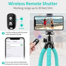 Load image into Gallery viewer, Aureday Phone Tripod, Flexible Tripod for iPhone and Android Cell Phone, Portable Small Tripod with Wireless Remote and Clip for Video Recording/Vlogging/Selfie (Blue)