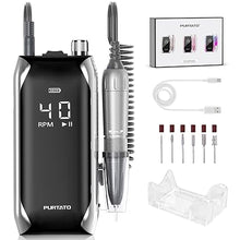 Load image into Gallery viewer, Professional Nail Drill 40,000 RPM, Rechargeable,LCD Display E File Machine for Acrylic Nails Gel Polishing Removing Portable Nails Efile Tools for Manicure Salon & Home (Silver)