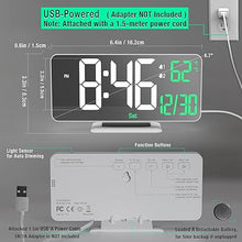 Load image into Gallery viewer, KOSUMOSU Alarm Clock for Bedroom, 6.7" Led Desk Digital Clock,Mirror Clock,Dual Alarm Clock for Living Room with Seconds,Date,Week,12/24h,Dimming,Temp
