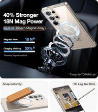 Load image into Gallery viewer, TORRAS 360° Spin Magnetic Stand for Samsung Galaxy S25 Ultra Case, Fit for Magsafe, Military Grade Slim Hard PC Protective S25 Ultra Clear Case with Kickstand & Ring Holder, Ostand Spin, Clear