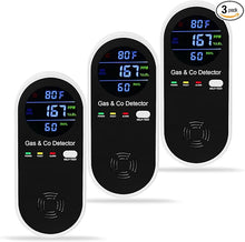 Load image into Gallery viewer, 3 Packs Plug in Gas & Carbon Monoxide Detector, 4-in-1 Carbon Monoxide Alarm,Fahrenheit(°F) & Humidity,Natural Gas Detector,Methane,Propane & CO Detector for Home,RV,Apartment