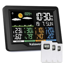 Load image into Gallery viewer, Kalawen Home Wireless Weather Station Multiple Sensors with Atomic Clock, Indoor/Outdoor Thermometer Wireless Humidity Barometer Monitor
