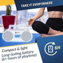 Load image into Gallery viewer, KLIM Boombox B4 CD Player Portable Audio System - New - AM/FM Radio with CD Player MP3 Bluetooth AUX USB - Wired & Wireless Mode Rechargeable Battery - Remote Control Autosleep Digital EQ White