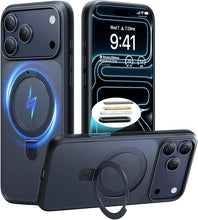 Load image into Gallery viewer, TORRAS Ostand Magnetic for iPhone 17 Pro Case, Fit for MagSafe, 3X Military Drop Protection, Camera Control, Slim Phone Case for iPhone 17 Pro with Kickstand, Translucent Matte Cover 6.3", Black