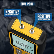Load image into Gallery viewer, AUTOOL Digital Manometer, Dual-Port Manometer Gas Pressure Tester, Handheld HVAC Manometer, 12 Selectable Units Differential Pressure Gauge, Large LCD Display with Backlight