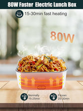Load image into Gallery viewer, Buddew Electric Lunch Box 80W Food Heater 1.8L Large Capacity Heated Lunch Box 3 in 1 12V/24V/110V Portable Lunch Warmer for Car/Truck/Home/Office with Carry Bag and Fork and Spoon (Gray)