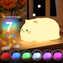 Load image into Gallery viewer, ZKLiLi Cat Night Light, Cute Cat Nursery Lights USB Rechargeable Cat Lamp Nightlight Birthday Christmas Gift with 7-Color Breathing Modes for Kids Baby Children (Cat - MB)