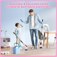 Load image into Gallery viewer, Electric Spin Scrubber, Cordless Cleaning Brush, Shower Scrubber with 8 Replaceable Brush Head, Power Cleaning Brush with Extension Handle, 2 Adjustable Speed, for Bathtub Tile Floor (Pink)