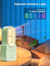 Load image into Gallery viewer, let'me Desk Fan, 11.8 Inch Portable Bladeless Fan Small Personal Cooling Fan with 5 Colors Touch Control LED Light, Quiet USB Table Fan for Home, Office, Bedroom Summer Gift