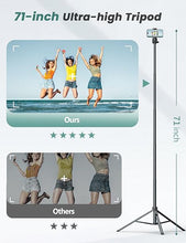 Load image into Gallery viewer, 71'' Phone Tripod & Selfie Stick, Tripod for iPhone with Detachable Remote, Portable Phone Tripod Stand for Video Recording, Travel Tripod for Cell Phone, Compatible with Smartphones, DSLR